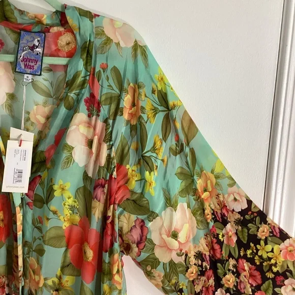 NWT JOHNNY WAS PLUS 3X  BURKE KIMONO  MAXI DRESS FLORAL TIRED MSRP 515.00 - Picture 14 of 14